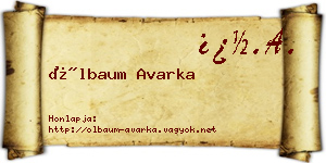 Ölbaum Avarka névjegykártya